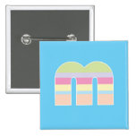Multicolor Striped Monogram - Letter M Pinback Buttons