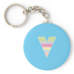 Multicolor Striped Monogram - Letter V keychains