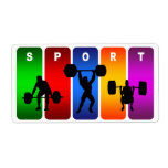 Multicolor Weight Lifting Emblem Custom Shipping Labels
