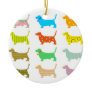 Multicolored bassets Christmas ornament