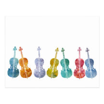Multicolored Cellos Postcard