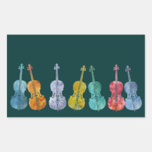 Multicolored Cellos Rectangular Sticker