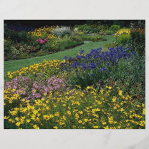 Multicolored garden with lawn path full color flyer