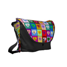Multicolored Heart Smileys Squares bag Commuter Bag