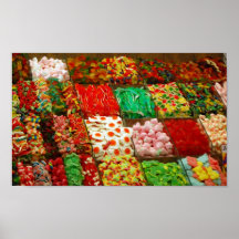 Multicolored-jellies-on-shelfs COLORFUL GUMMY CAND Poster