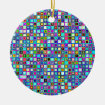 Multicolored 'Kindergarten' Retro Tiles Pattern Christmas Ornament