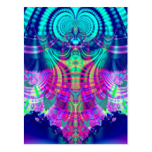 Multicolored Plaid Delight Fractal Post Cards