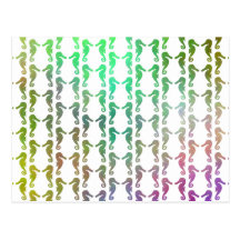 Multicolored Seahorse Pattern Postcard
