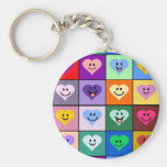 Multicolored Smiley Hearts Key Chains