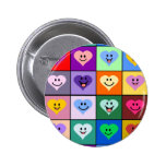 Multicolored Smiley Hearts Pinback Button