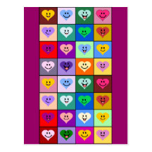 Multicolored Smiley Hearts Post Card