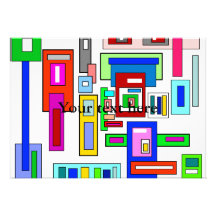 Multicolored squares and rectangles custom invite