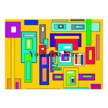 Multicolored squares and rectangles on yellow custom invite
