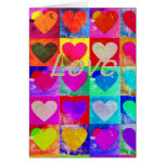 Multicoloured chart hearts greeting cards