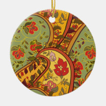 Multicoloured floral paisley christmas ornaments