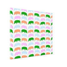 Multicoloured Hogs Pink Blue Green Orange Canvas Stretched Canvas Print