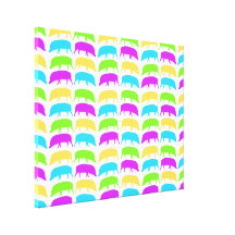Multicoloured Hogs Yellow Green Purple Blue Canvas Stretched Canvas Prints
