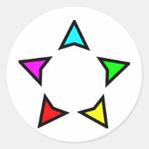 Multicoloured Star Round Stickers