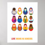 Multicultural Nesting Dolls Love Knows No Borders posters