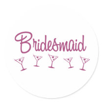 MultiMartini-Bridesmaid-Pink Round Sticker