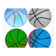 Multiple Coloured Basketballs Invites