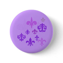 Multiple Fleur de Lis in Purple Shades Pinback Button