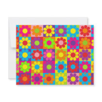 Multiple Multicolor Flower Power Custom Invitations