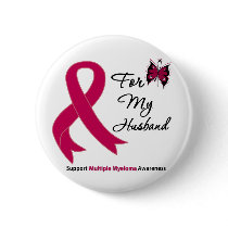 Multiple Myeloma For My Husband Pinback Buttons