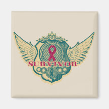 Multiple Myeloma Survivor Vintage Winged Fridge Magnet