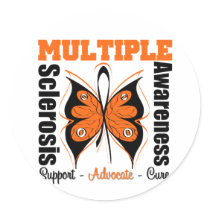 Multiple Sclerosis Awareness Butterfly Round Stickers