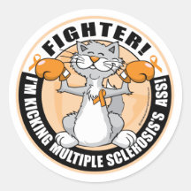 Multiple Sclerosis Boxing Cat Stickers