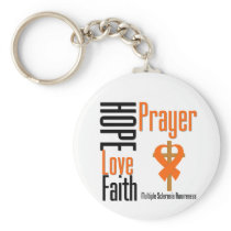 Multiple Sclerosis Hope Love Faith Prayer Cross Keychain