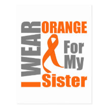 Multiple Sclerosis I Wear Orange Ribbon Sister Post Cards
