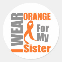 Multiple Sclerosis I Wear Orange Ribbon Sister Stickers