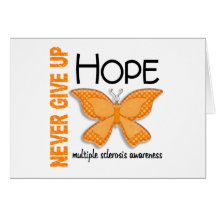 Multiple Sclerosis Never Give Up Hope Butterfly 4 Cards