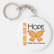 Multiple Sclerosis Never Give Up Hope Butterfly 4 Keychain
