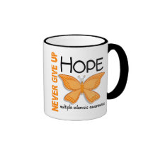 Multiple Sclerosis Never Give Up Hope Butterfly 4 Mugs