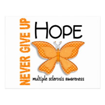 Multiple Sclerosis Never Give Up Hope Butterfly 4 Postcards
