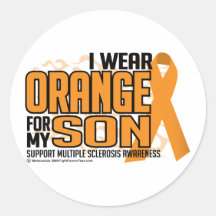 Multiple Sclerosis Orange for Son Stickers