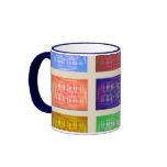 Multiple Silk Screen Squares on Beige mugs