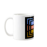 Multiple Silk Screen Squares on Black mugs