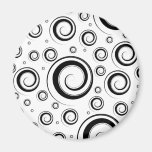 Multiple Swirls Black and White Fridge Magnets
