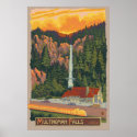 Multnomah Falls & Lodge, Oregon Travel Poster posters
