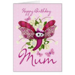 Mum Birthday Card With Cute Butterfly - Butterfly