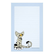 Mummy Cat | Halloween Note Paper Lined Stationery Paper