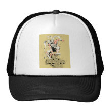 Mummy crouching on top of cemetery cross mesh hats