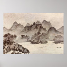 Muqi Fachang - Sunset over a fishing village Print