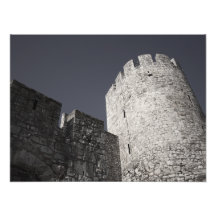 Mur en pierre et tour de forteresse médiévale de B Photos D’art