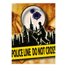 Murder mystery stolen scrolls birthday personalized invitations