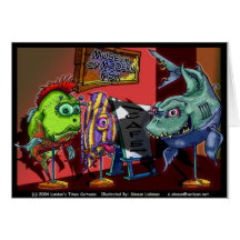 Museum Modern Fish Funny Cartoon Gifts Greeting Card